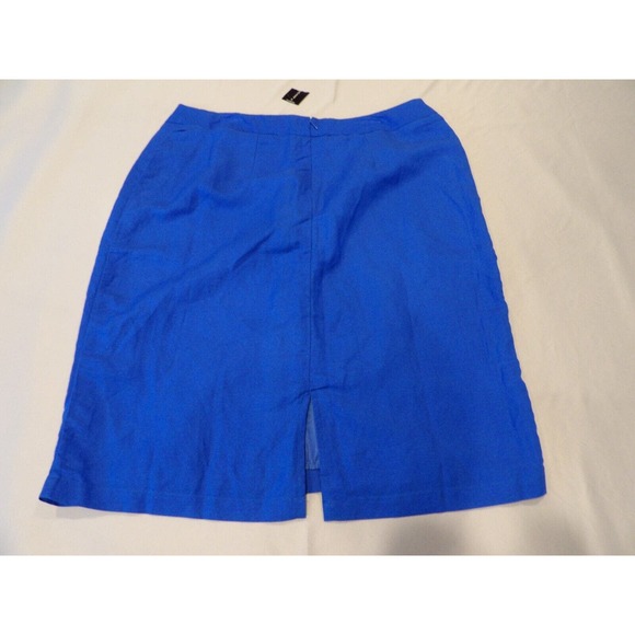 Ashley Stewart 18 Skirt Blue Ramie Rayon Blue Pencil Straight Career Zip Plus - Picture 8 of 11